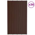 vidaXL Strešný panel 36 ks Hnedá 80 x 45 cm Pozinkovaná oceľ