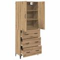 vidaXL Highboard Remeselný dub 69,5 x 34 x 180 cm Kompozitné drevo