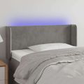 vidaXL Čelo postele s LED bledosivé 103x16x78/88 cm zamat