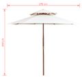 vidaXL Dvojitý slnečník 270x270 cm, drevená tyč, krémovo biely