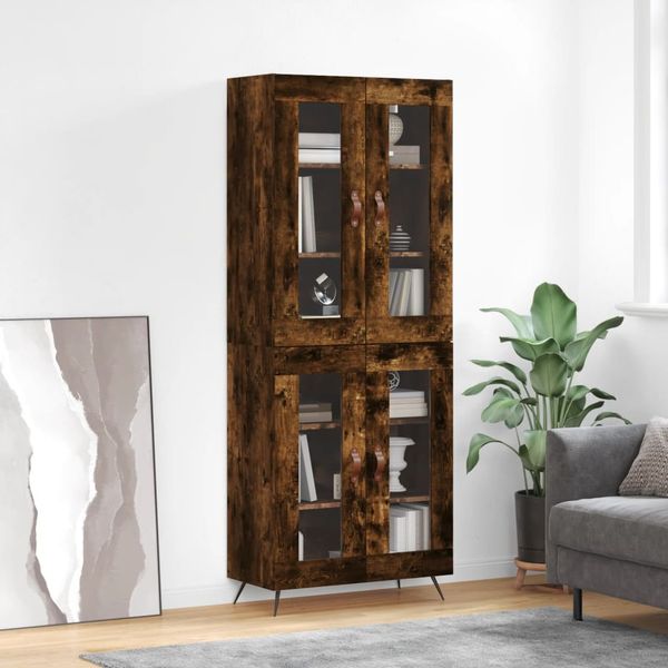 vidaXL Vysoká skrinka dymový dub 69,5x34x180 cm spracované drevo