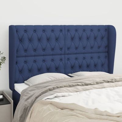 vidaXL Čelo postele so záhybmi modré163x23x118/128 cm látka
