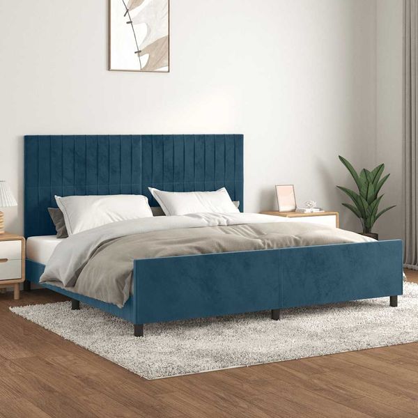 vidaXL Rám postele bez matraca tmavomodrý 200x200 cm zamat