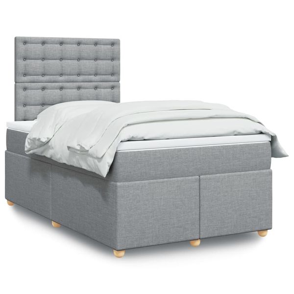 vidaXL Boxspring posteľ s matracom bledosivá 120x200 cm látka