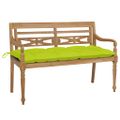 vidaXL Lavička Batavia s bledozelenou podložkou 120 cm tíkový masív
