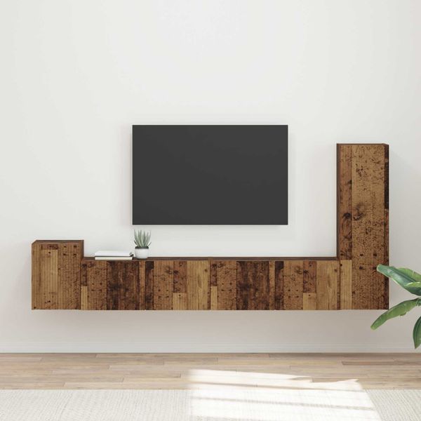 vidaXL Zostava TV skriniek Nástenný 3 pcs Staré drevo Kompozitné drevo