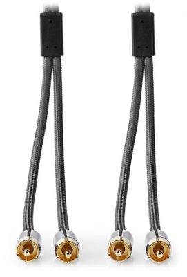 NEDIS PROFIGOLD stereo audio kábel/ 2x RCA zástrčka - 2x RCA zástrčka/ bavlna/ šedý/ BOX/ 2m Kábel, propojovací, zástrčka 2× RCA - zástrčka 2× RCA, bavlna, šedý, 2m