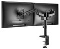 Neomounts DS70-750BL2/Držák displeje/tyč na stůl/17-27"/svorka/VESA 100X100/nosn. 2x7kg/plynový píst/2 displeje/černý Držák, VESA, stolní, pro 2 ploché monitory, úhloprícka 17"-27", náklon, otácení, rotace, nosnost 14kg, cerný