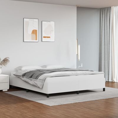 vidaXL Posteľný rám biely 180x200 cm umelá koža