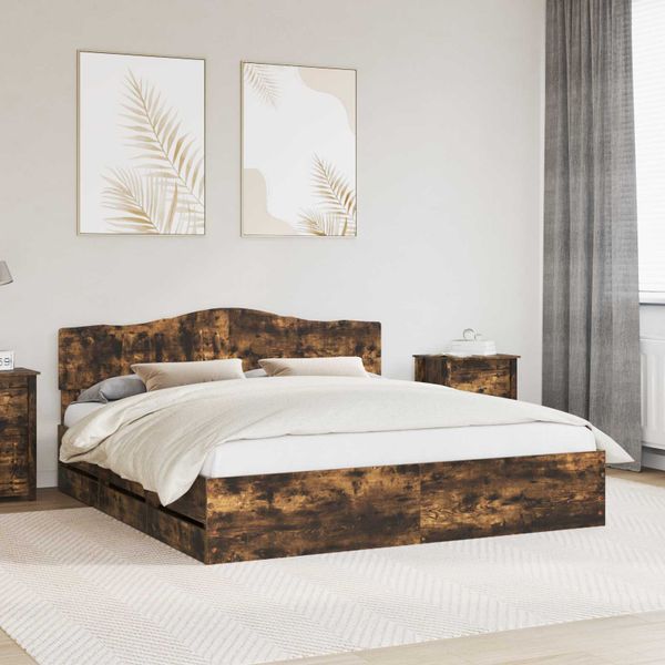 vidaXL Rám postele Dymová dub 180 x 200 cm Inžinierske drevo