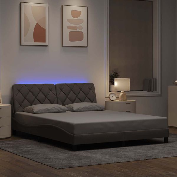 vidaXL Rám postele s LED bez matraca Taupe 160x200 cm Látka