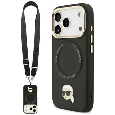 Puzdro Karl Lagerfeld Big Strap Karl Metal Logo MagSafe pre iPhone 17 Pro Max čierne