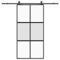 vidaXL Posuvné dvere s kovaním čierne 102,5x205 cm tvrdené sklo