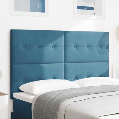 vidaXL LED hlavová doska s LED pásikmi Modrá 160 cm Zamat