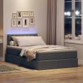 vidaXL LED úložná posteľ s matracom Tmavosivá 120 x 190 cm Látka