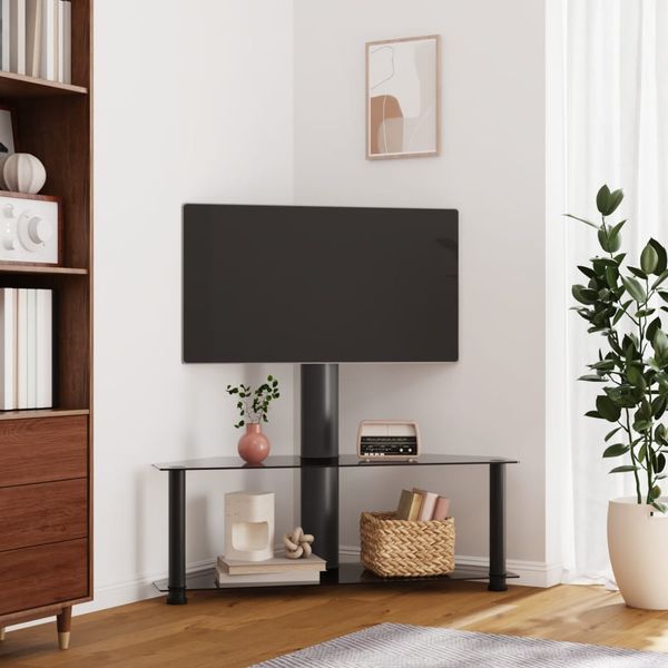vidaXL Rohový TV stojan 2-vrstvový pre 32-70 palcov čierny