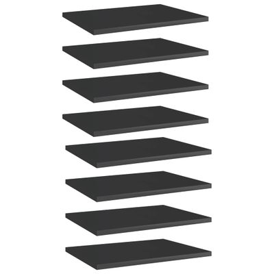 vidaXL Prídavné police 8 ks, lesklé čierne 40x30x1,5 cm, drevotrieska