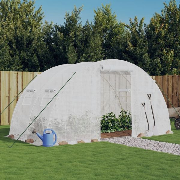 vidaXL Fóliovník s oceľovým rámom biely 8 m² 4x2x2 m