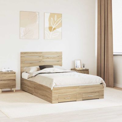 vidaXL Rám postele Sonoma dub 135 x 190 cm Kompozitné drevo