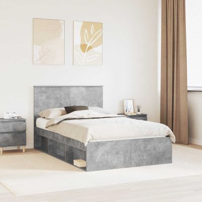 vidaXL Rám postele Betónová šedá 135 x 190 cm Masívne borovicové drevo