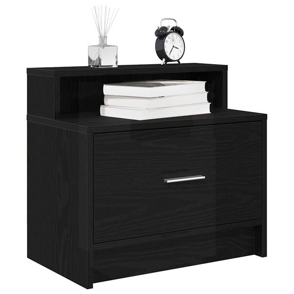 vidaXL Nočný stolík so zásuvkou čierny dub 51x31x47 cm