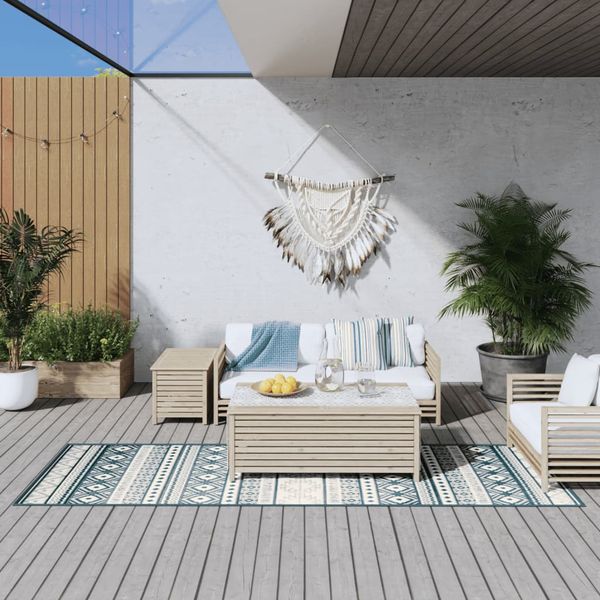 vidaXL Vonkajší koberec aqua a biely 80x250 cm obojstranný dizajn