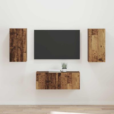 vidaXL Zostava TV skriniek Nástenný 2 pcs Staré drevo Kompozitné drevo