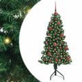 vidaXL Rohový umelý vianočný strom s 150 LED-i Zelená 150 cm PVC a kov