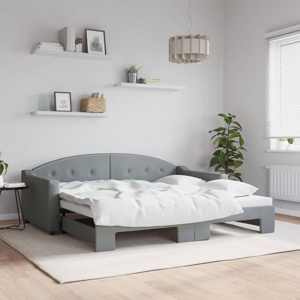 vidaXL Denná posteľ s rozkladacou posteľou bledosivá 80x190 cm látka