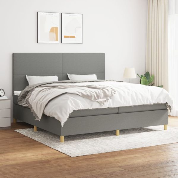 vidaXL Boxspring posteľ s matracom tmavosivá 200x200 cm látka