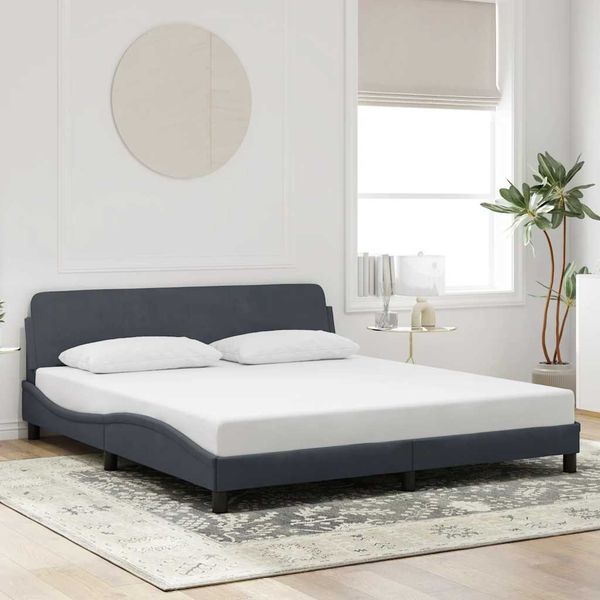 vidaXL Rám postele Dover tmavosivý 180x200 cm zamatový