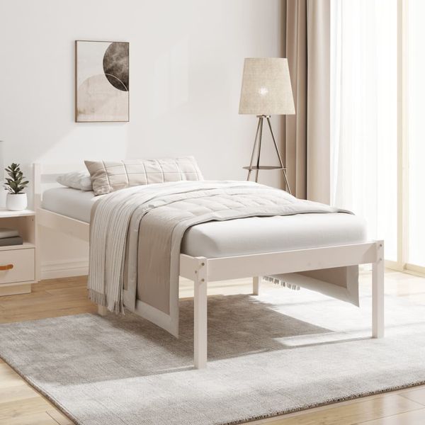 vidaXL Posteľ pre seniorov, biela 75x190cm, malé jednolôžko, borovica
