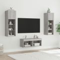 vidaXL 4-dielne TV nástenné skrinky s LED svetlami sivý dub sonoma