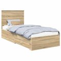 vidaXL Rám postele so zásuvkou Sonoma dub 90 x 200 cm Kompozitné drevo