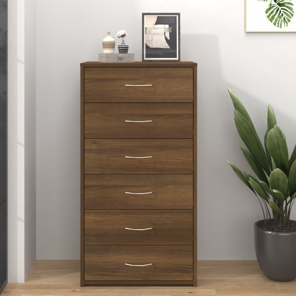 vidaXL Komoda so 6 zásuvkami hnedý dub 50x34x96 cm spracované drevo