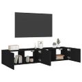 vidaXL TV nástenné skrinky s LED svetlami 2 ks čierne 80x35x31 cm