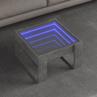 vidaXL Konferenčný stolík s nekonečnými LED betónovosivý 50x53x30 cm