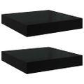vidaXL Plávajúce nástenné police 2ks, lesklé čierne 23x23,5x3,8cm, MDF
