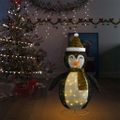 vidaXL Ozdobná vianočná figúrka tučniaka LED luxusná látka 120 cm