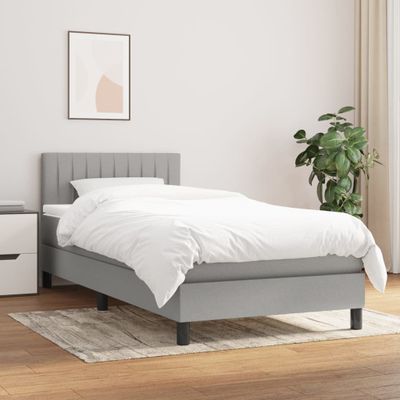 vidaXL Posteľný rám boxsping s matracom bledosivý 90x190 cm látka