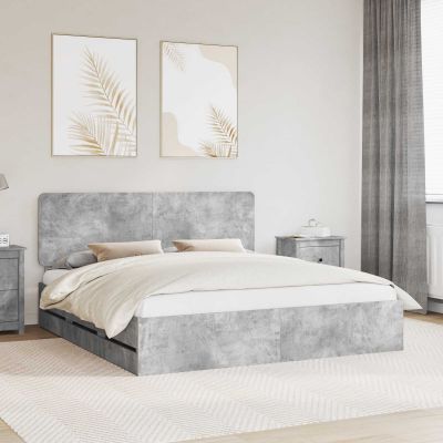 vidaXL Rám postele Betónová šedá 180 x 200 cm Inžinierske drevo