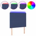 vidaXL Čelo postele s LED modré 80x5x118/128 cm látka