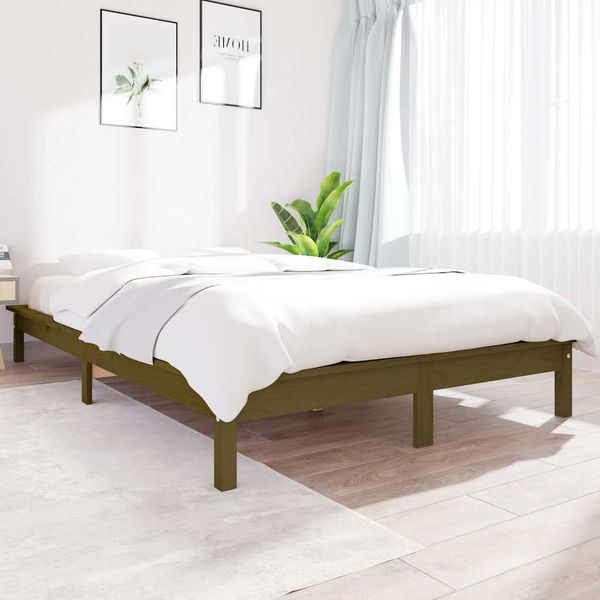 vidaXL Posteľný rám medovo-hnedý masívne drevo 150x200 cm King Size