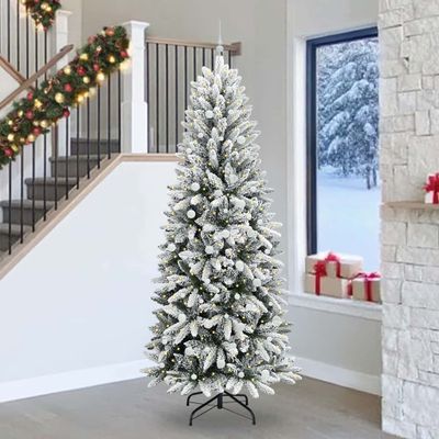 vidaXL Umelý vianočný stromček Biela 240 cm PVC a plast a oceľ a PE