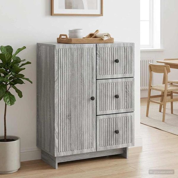vidaXL Servírovacia skriňa so zásuvkou Sivá sonoma 66 x 34,5 x 90 cm