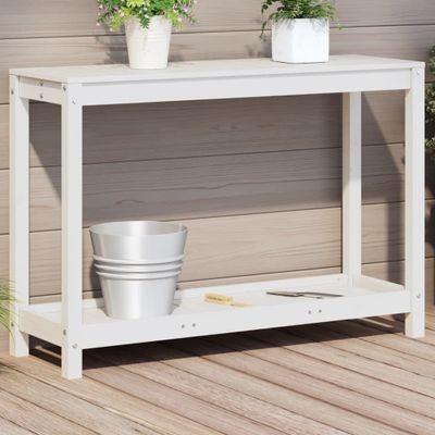 vidaXL Stôl na presádzanie s policou biely 108x35x75 cm borovica