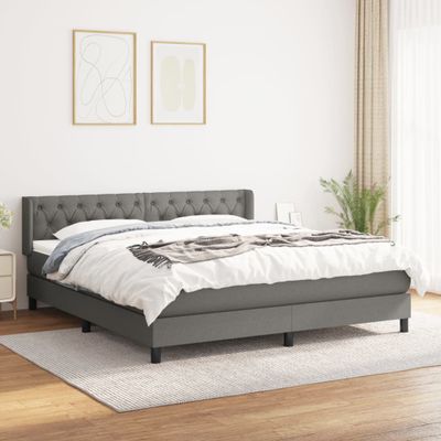 vidaXL Boxspring posteľ s matracom tmavosivá 160x200 cm látka