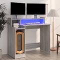 vidaXL Stôl s LED svetlami, sivá sonoma 97x45x90 cm, kompozitné drevo