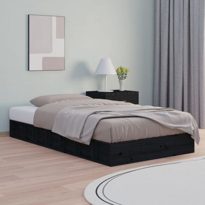 vidaXL Posteľný rám čierny 135x190 cm dvojlôžko masívne drevo