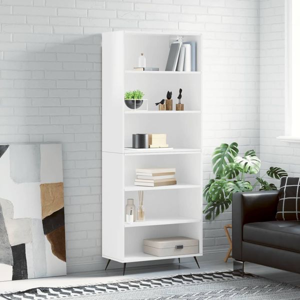 vidaXL Vysoká skrinka lesklá biela 69,5x32,5x180 cm kompozitné drevo